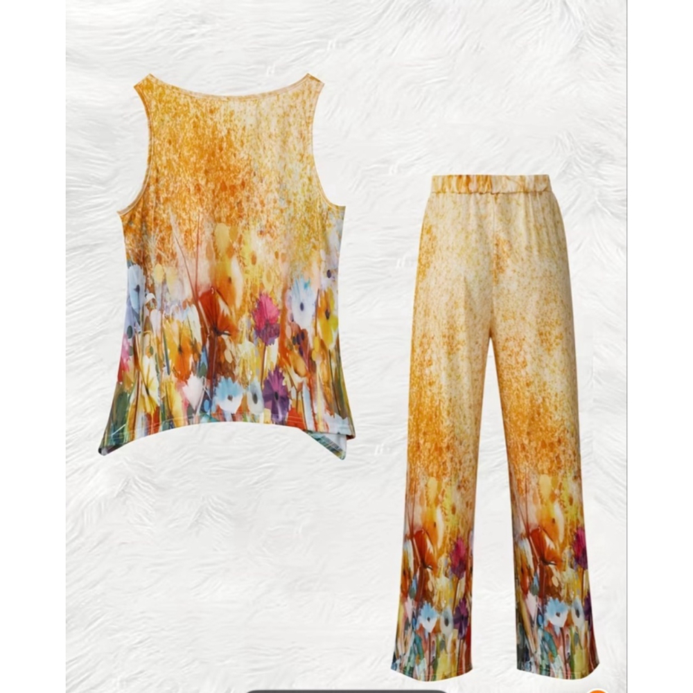 Adorable 2 piece summer outfit. Elastic waistband pants. Size small - Picture 2 of 3